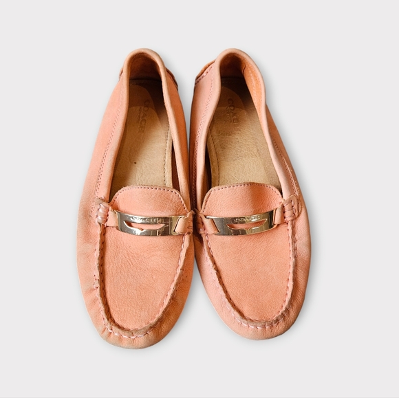 Coach Nola Peach / Apricot Suede Driving Loafers - Picture 1 of 7